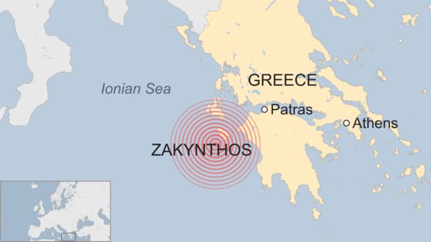 希腊西部扎金索斯岛南部发生64级强烈地震,所幸没有人受伤