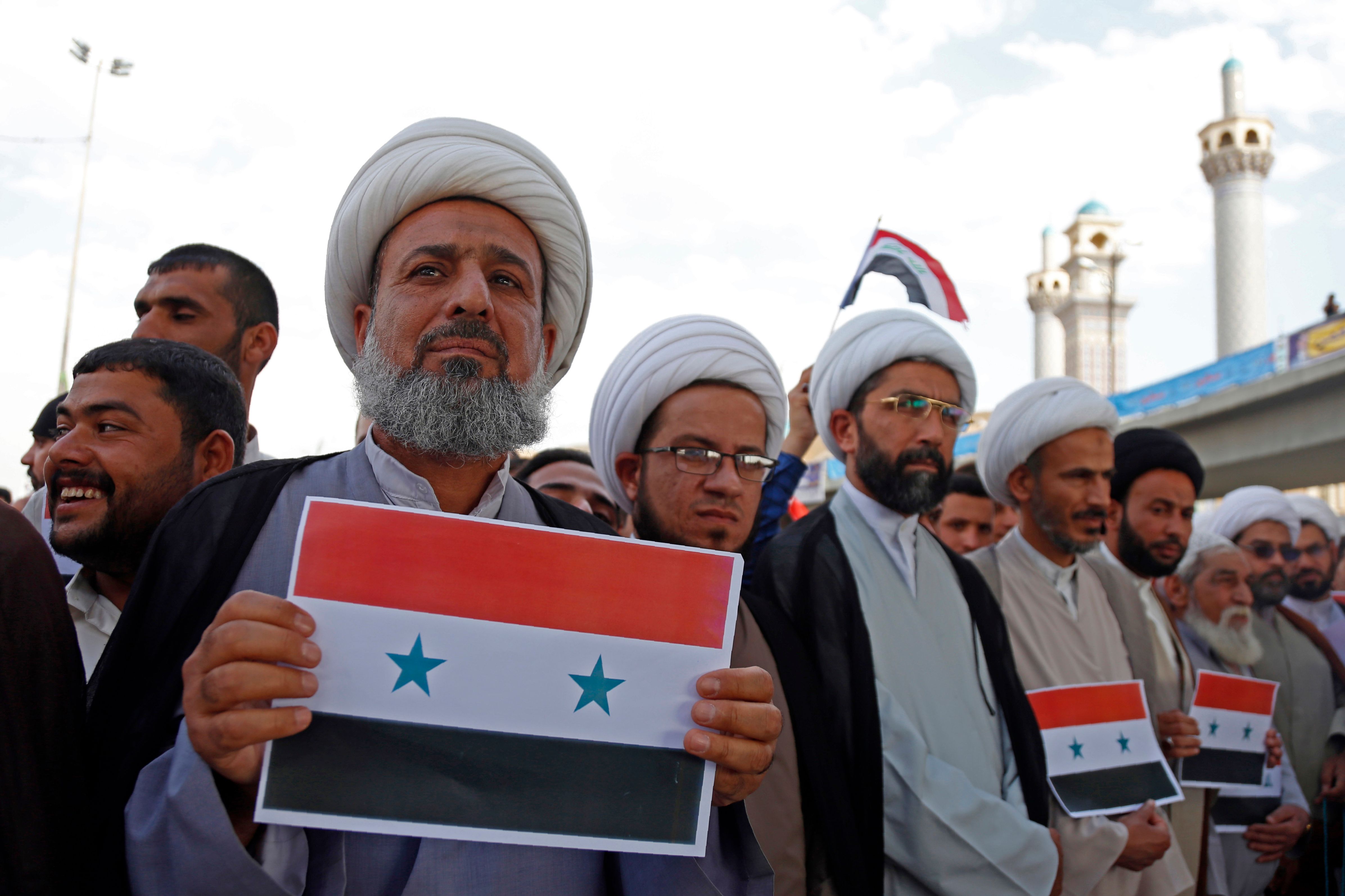 伊拉克民众集会抗议美英法空袭叙利亚(8)