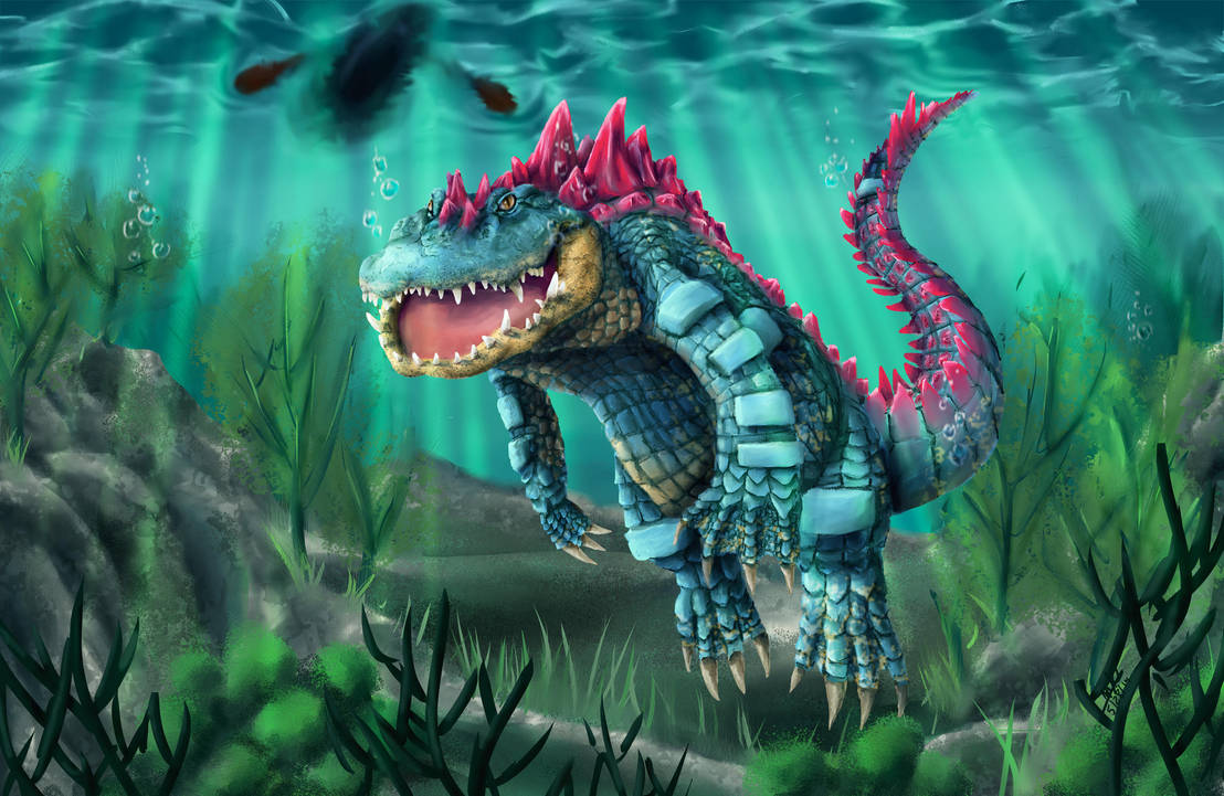 大力鳄是水属性神奇宝贝身上下的鳞片呈蓝色,并且有长方形鳞甲凸出