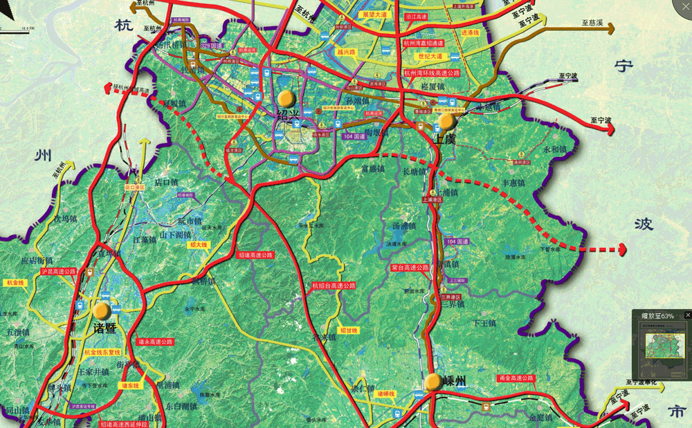 杭绍台高速经过路线图图片