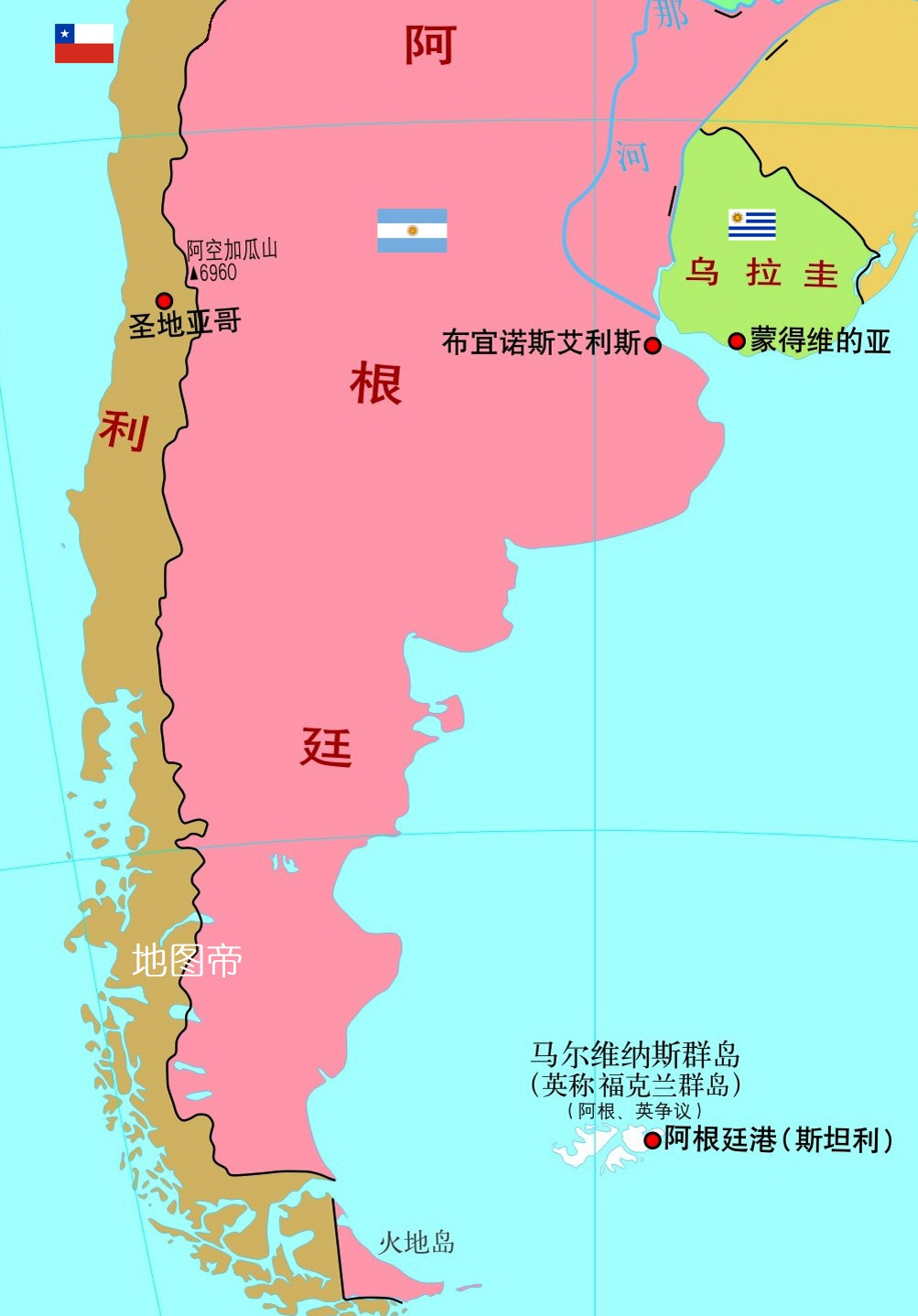 阿根廷称为马尔维纳斯群岛,英国为福克兰群岛,位于南美洲东南海岸约