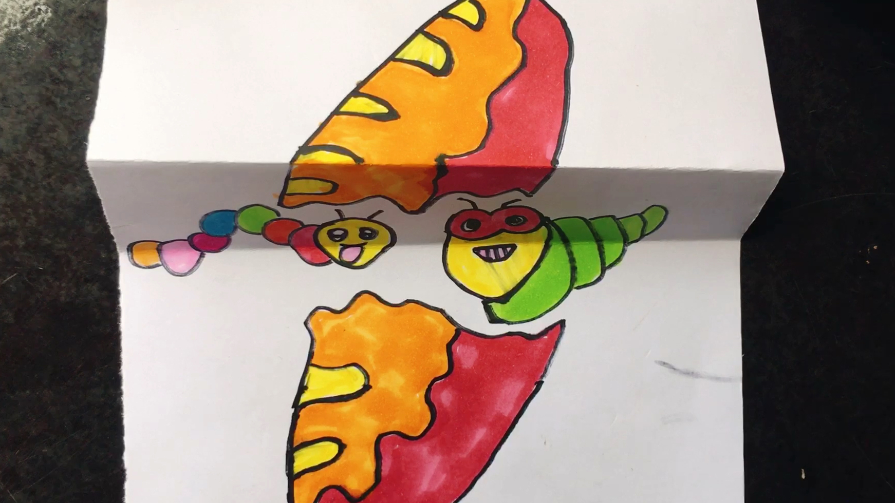 创意折叠绘画,教你画面包