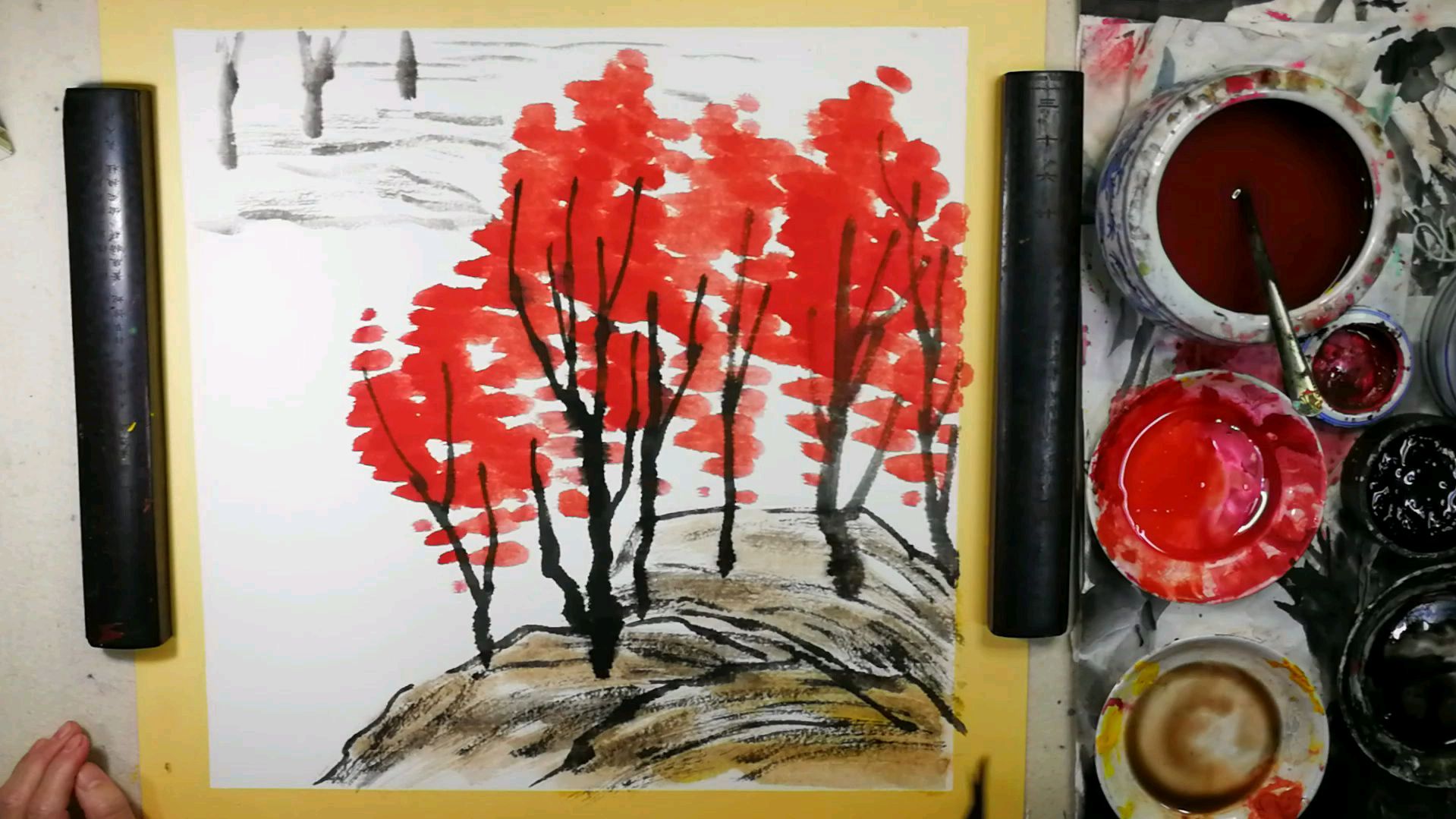 国画提高教程山水篇。小品创作画:齐白石1920年秋