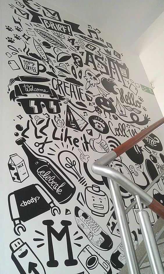 更炫酷,对比很明显 绘画元素主要根据空间主题来决定