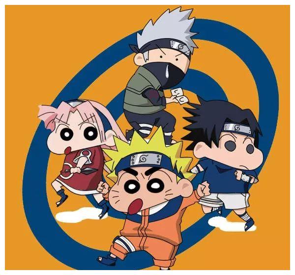 火影忍者四人组,小新也学会忍术了!