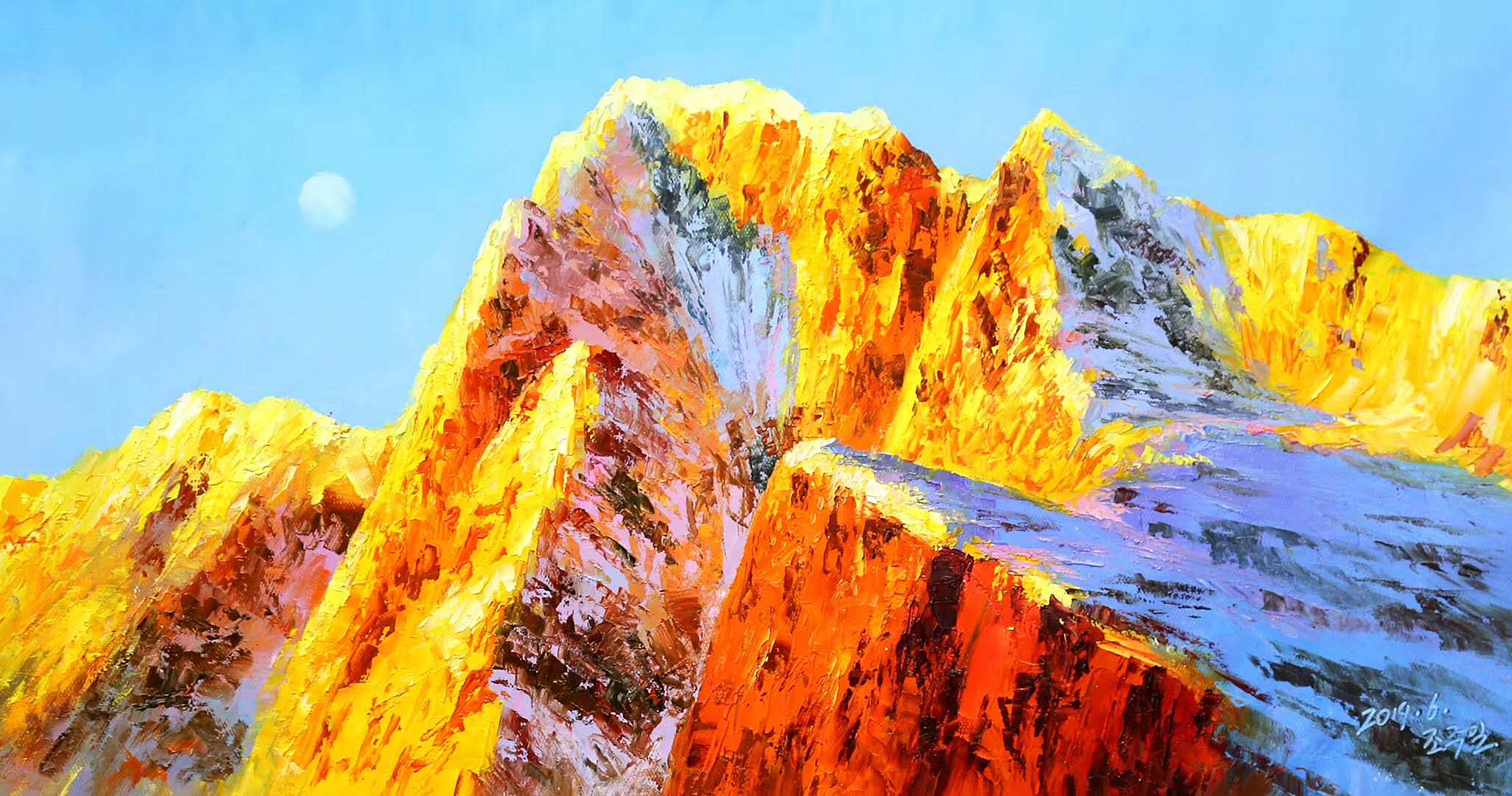 油画风景,美艳黄金山