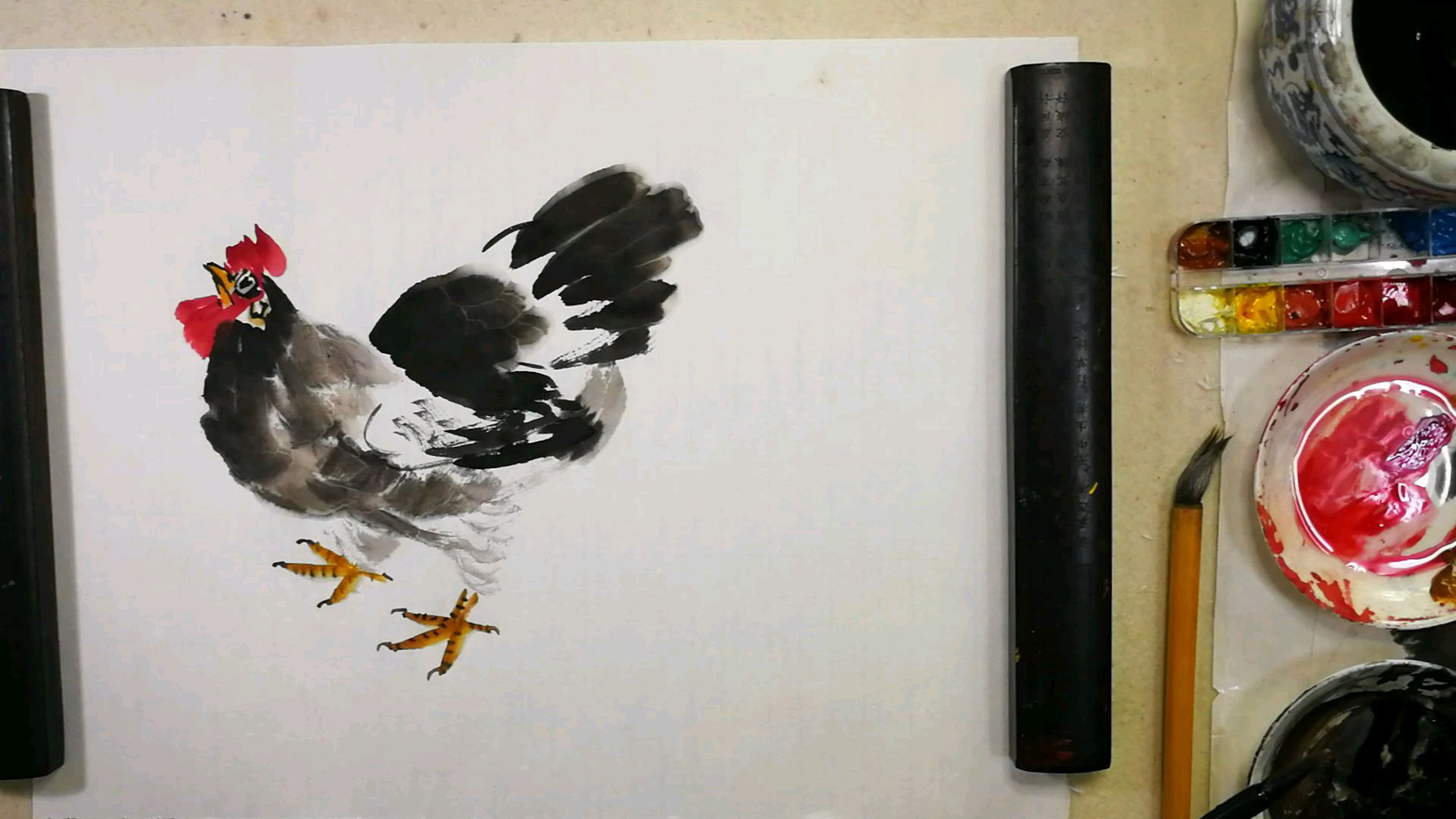 第三章大鸡的画法:第三节母鸡的画法与其步骤。画母鸡完整过程