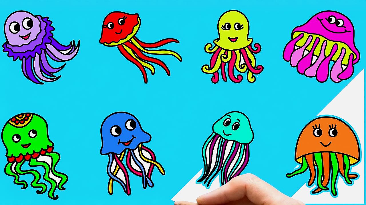 简笔画教你怎么画彩色水母,跟着一起学习吧!