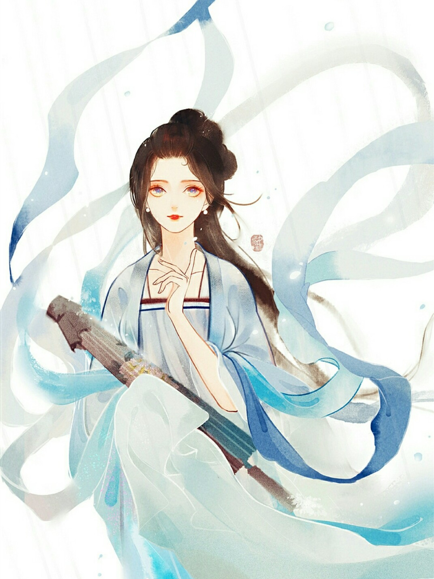 古风美女壁纸丨与君同袍而立,共看江南烟雨