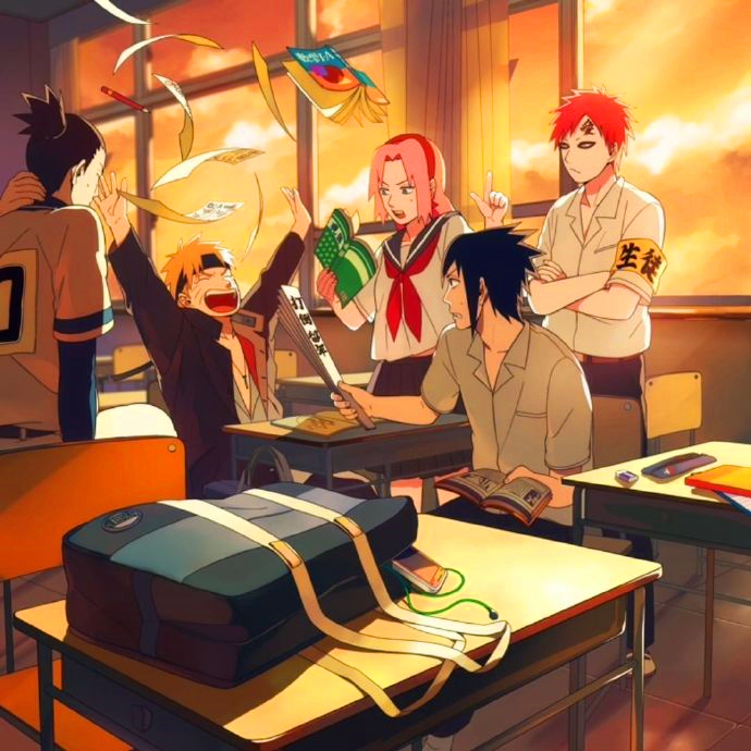 《火影忍者》遇上校园风,斑爷化身"清洁工",鸣人依旧是吊车尾