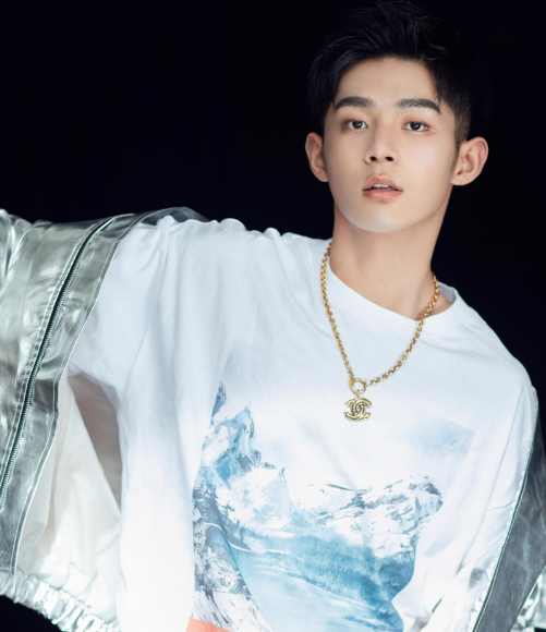 潘宥诚身穿银色外套帅气写真,翩翩少年,品貌非凡