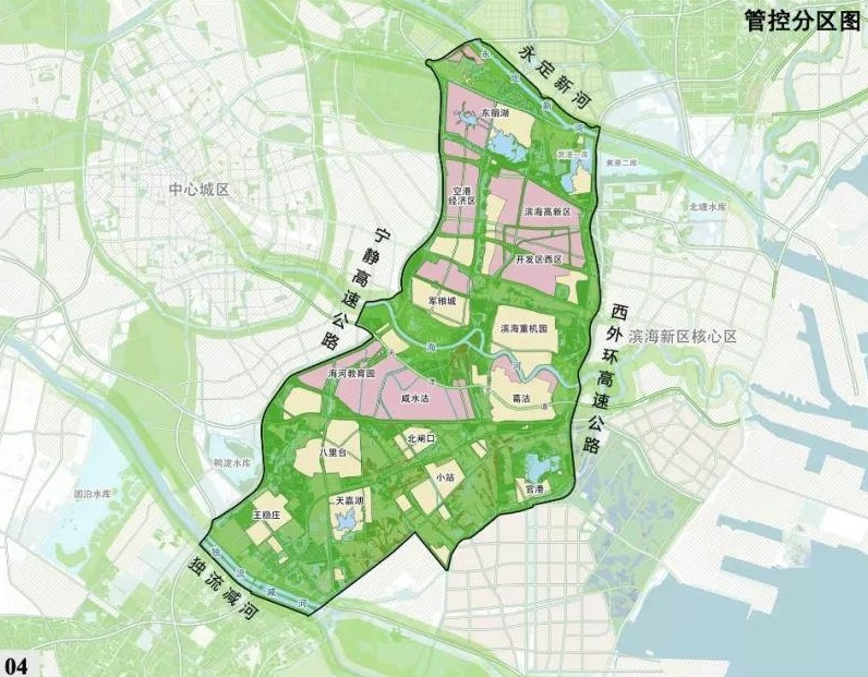 下面就是天津市津沽绿谷的分区图.