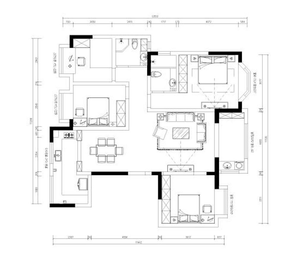 以下就是本套雍景灣大公館小區140平米三居室房子的戶型圖.