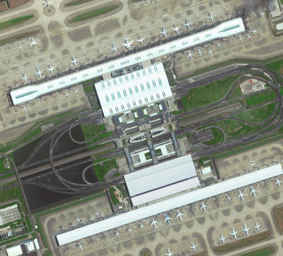 它就是: 上海浦东国际机场鸟瞰图 上