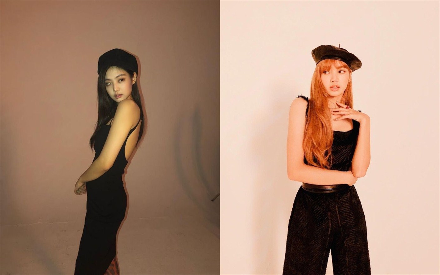 jennie與lisa同穿黑色私服,一個露背,一個露肩,真的是互不相讓