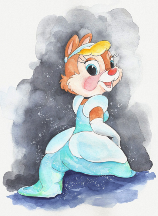 当迪士尼公主变为松鼠时,灰姑娘穿上了美丽的裙子,她正在画画!