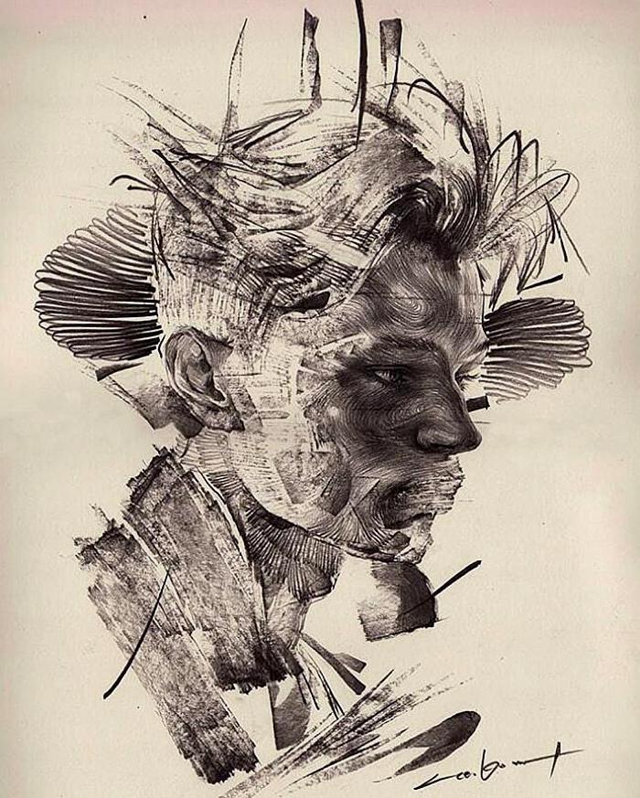 充满力量感的人像铅笔画素描艺术 素描还可以画真漂亮