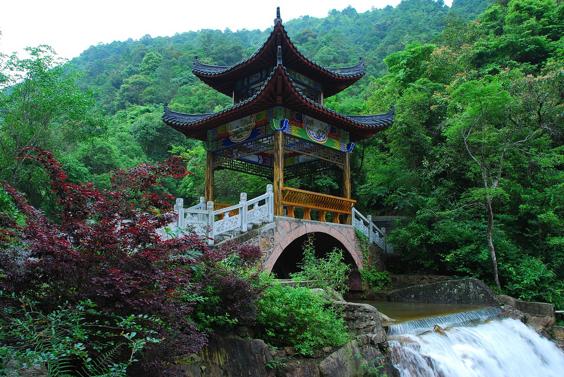 罗溪国家森林公园自然风光以高山称雄,以秀水称美.