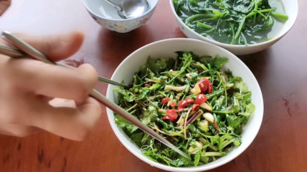 野菜神仙菜凉拌太好吃了,原来诀窍这么简单,香辣开胃,好吃下饭