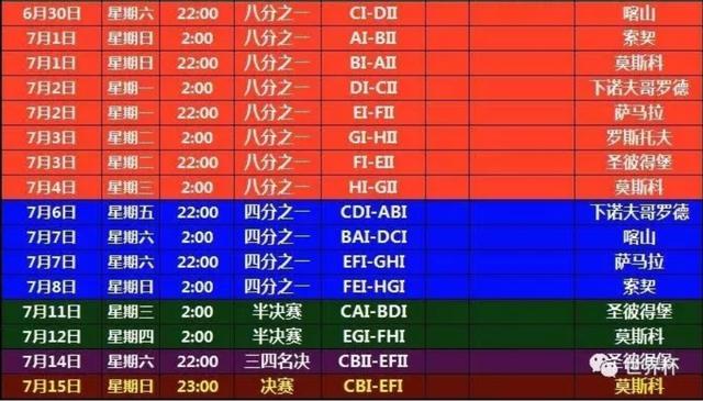 2018俄羅斯世界盃賽程表(珍藏版)