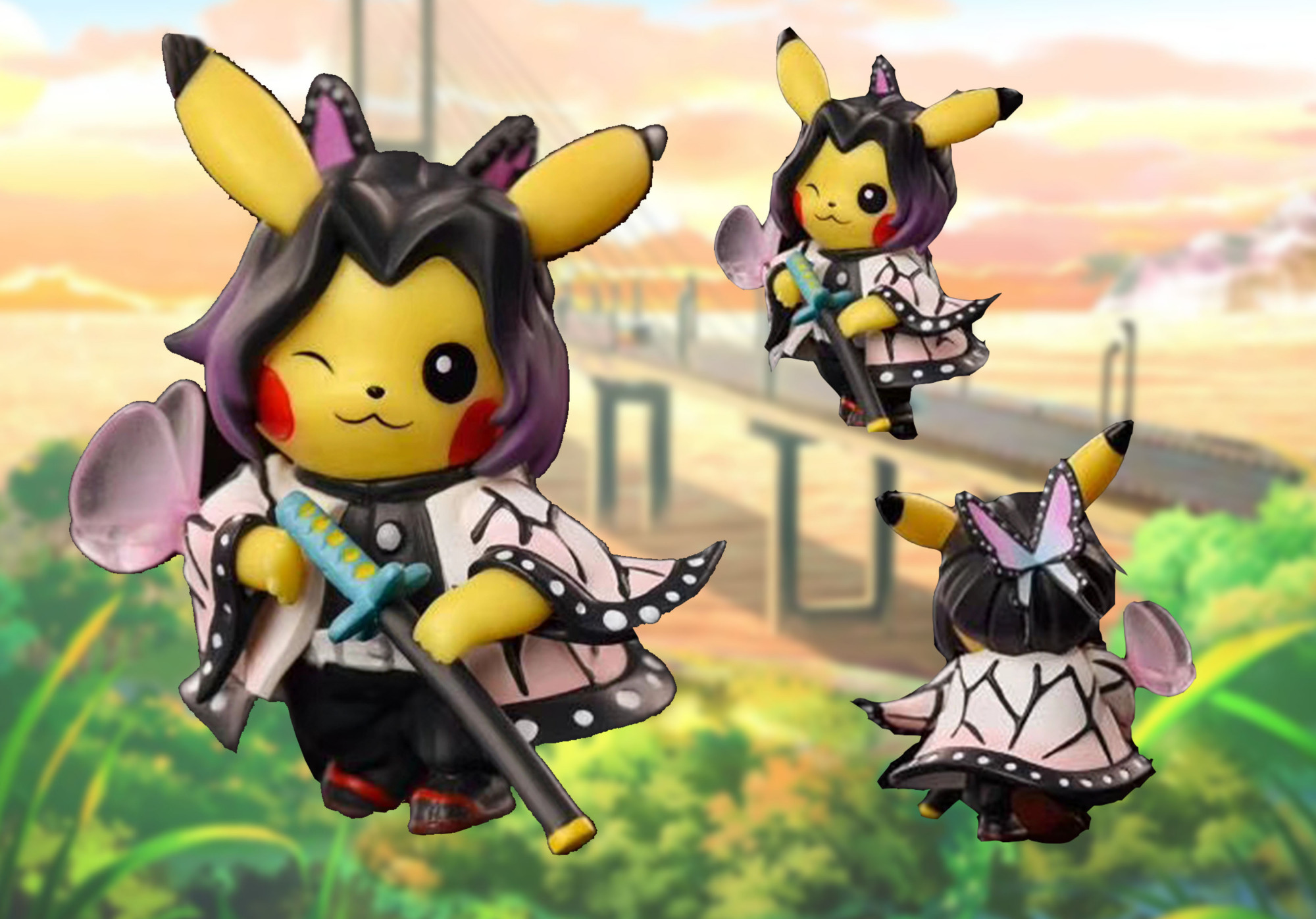 鬼灭之刃:皮卡丘版主角手办,祢豆子萌到化,蝴蝶忍依旧颜值在线