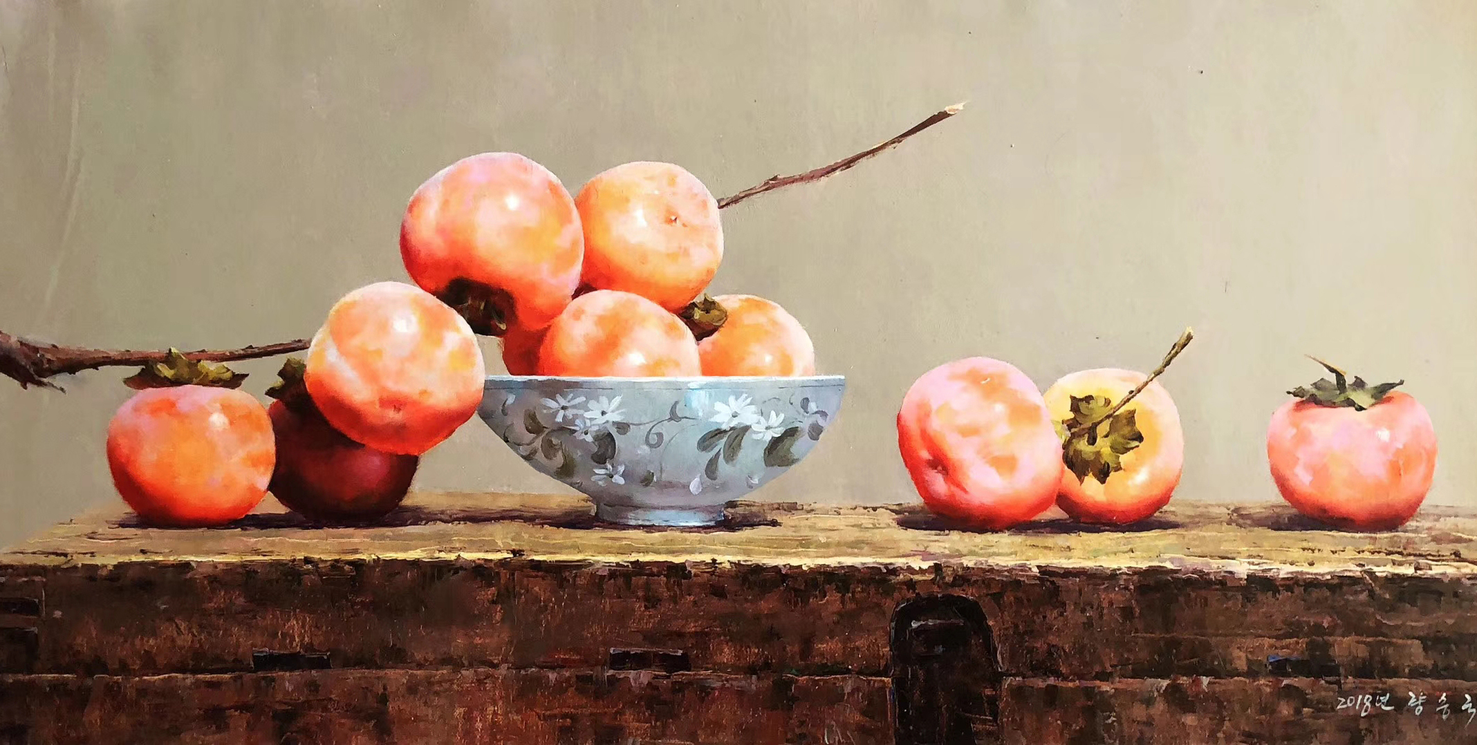 2019年"事事如意",一组柿子油画送给您