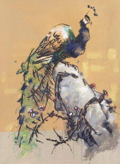 他的名字总是出现在胡润艺术榜上,画了一组丑鸟图,却只值25万?