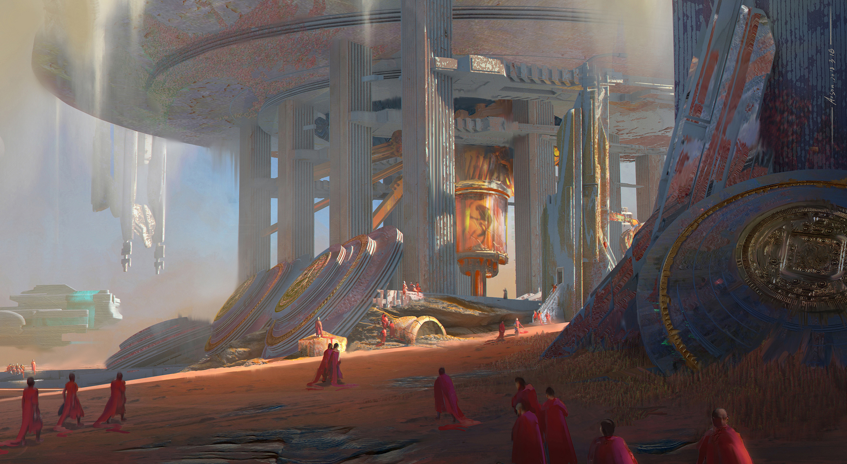 一组高质量的场景插画!涵盖多种风格场面宏大壮丽的场景设计作品