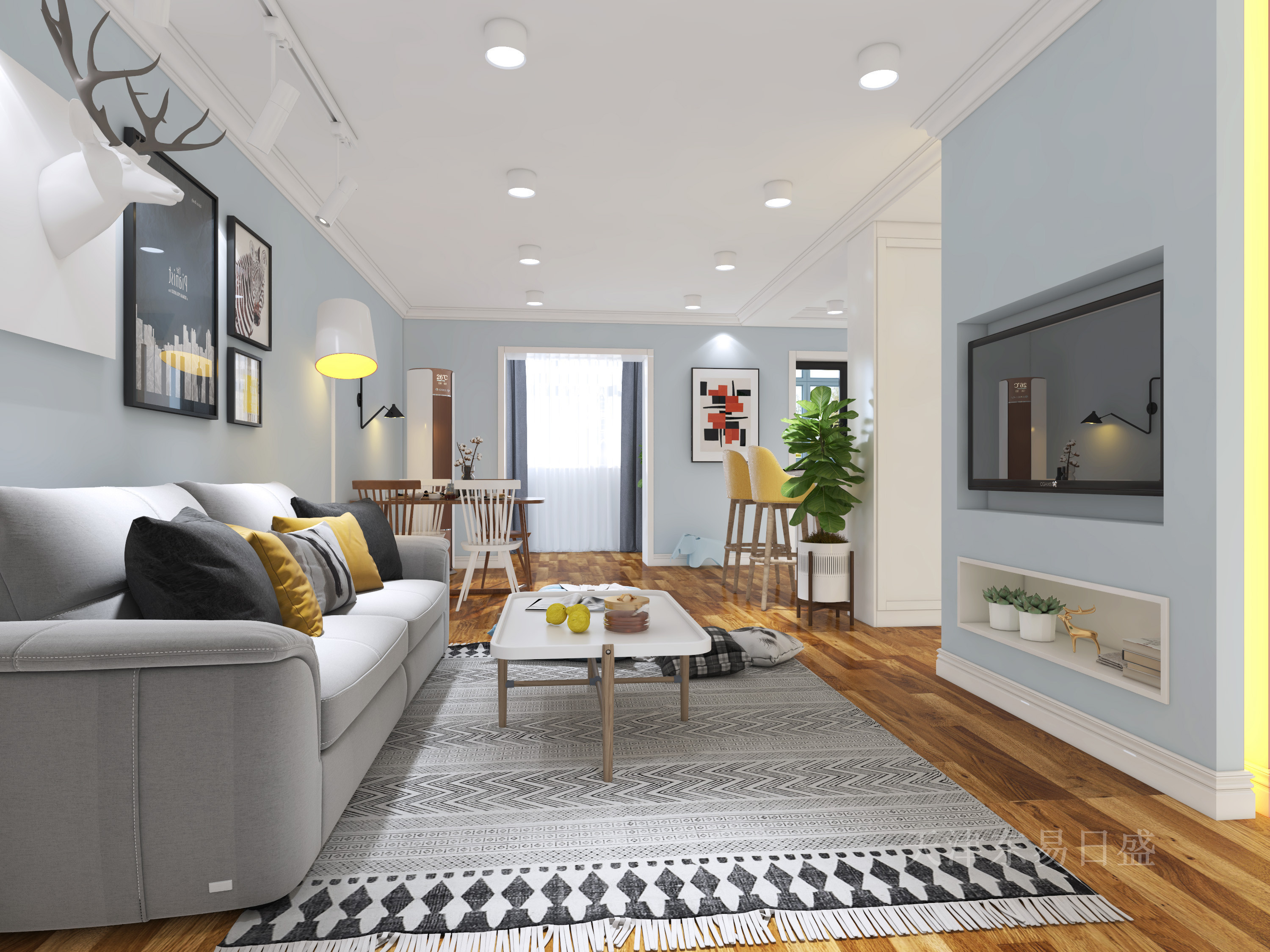 105平米冠华公寓北欧风格装修效果图丰富动人的空间效果