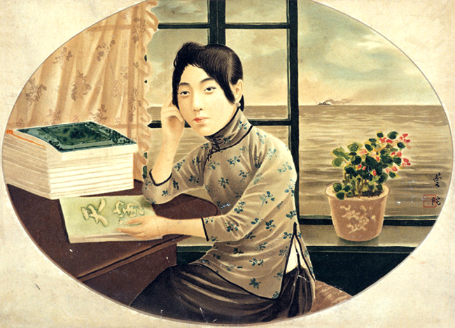 人物光鲜,富有立体感,郑曼陀月份牌作品欣赏