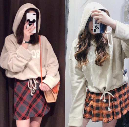 相差30斤的瘦子与胖妈,穿同件衣服对比,其实也差不了太多