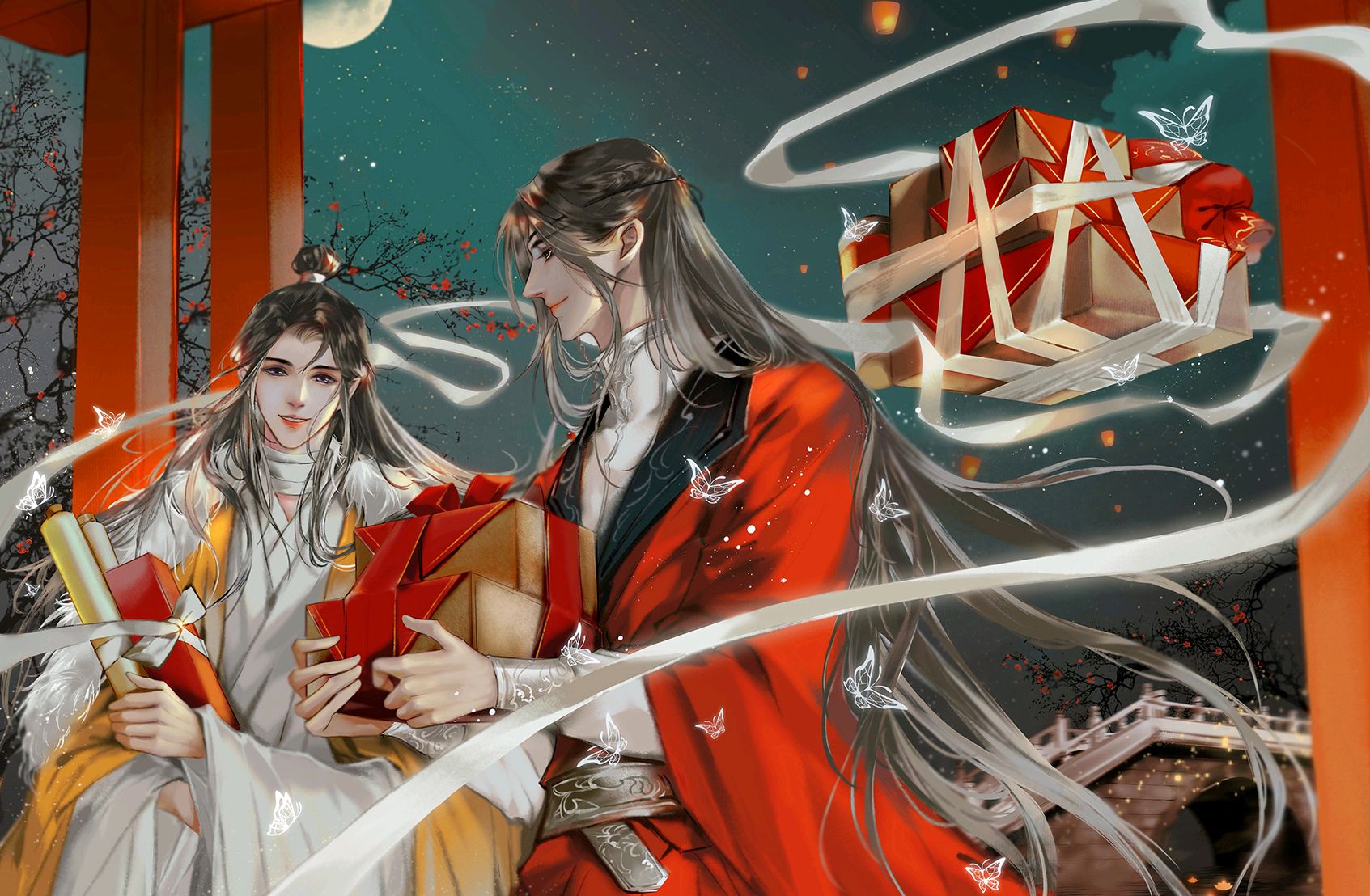 天官赐福:花城谢怜新年快照第一弹,买年货扫房子其乐融融!