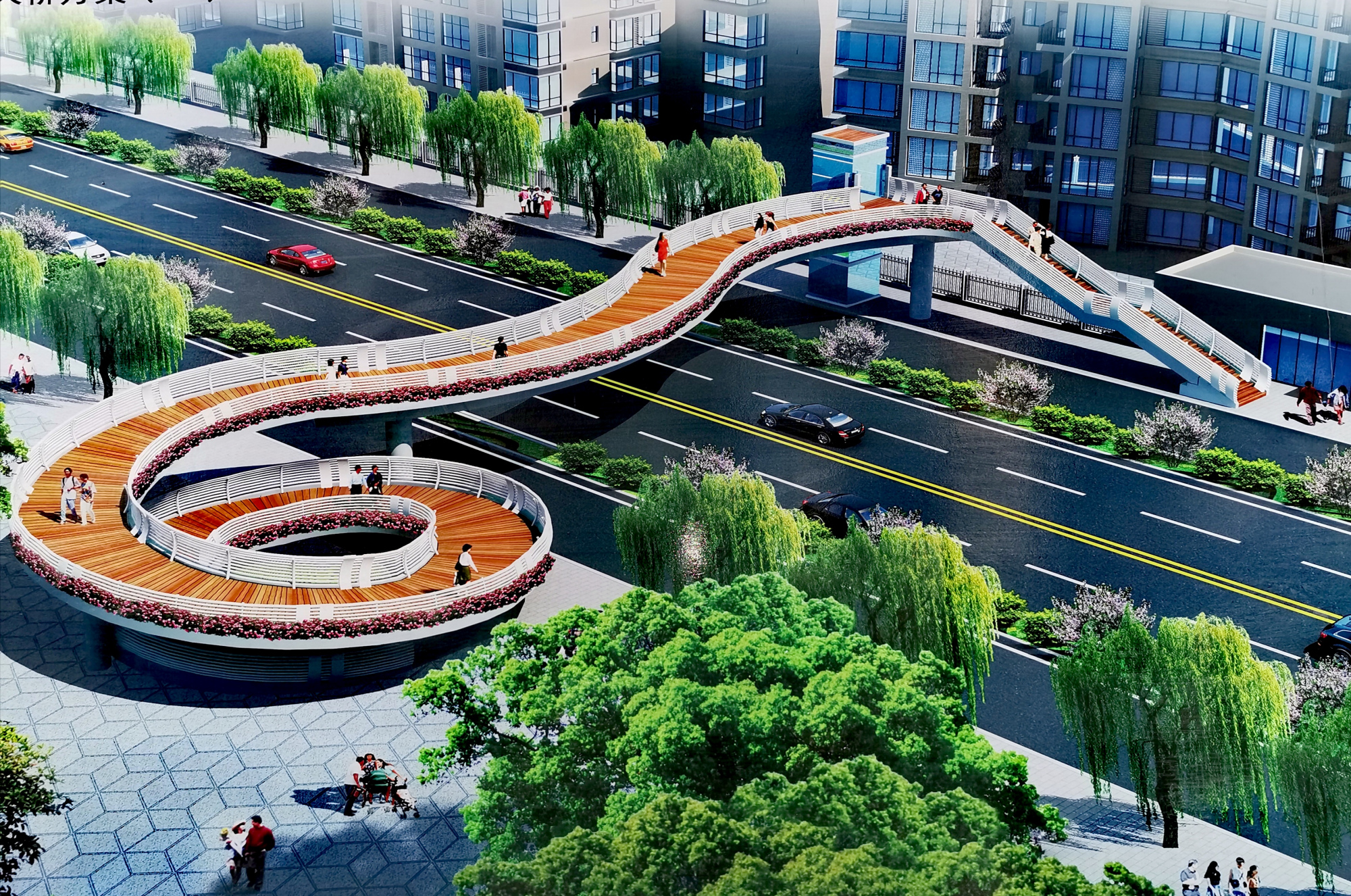 西安科技六路人行过街天桥即将建成