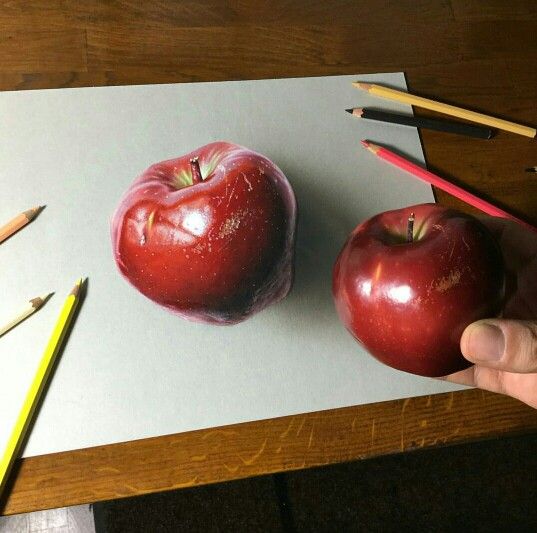 手绘艺术:3d立体水果绘画,真假难辨!