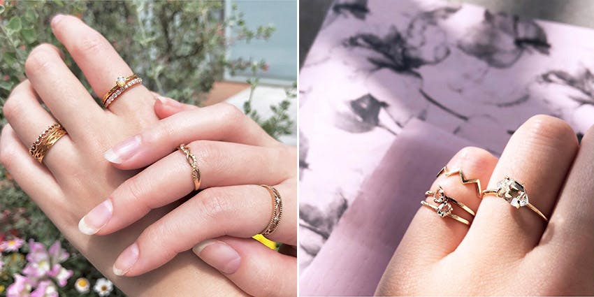 戒指层叠戴法好好看,这样戴手指更纤细!