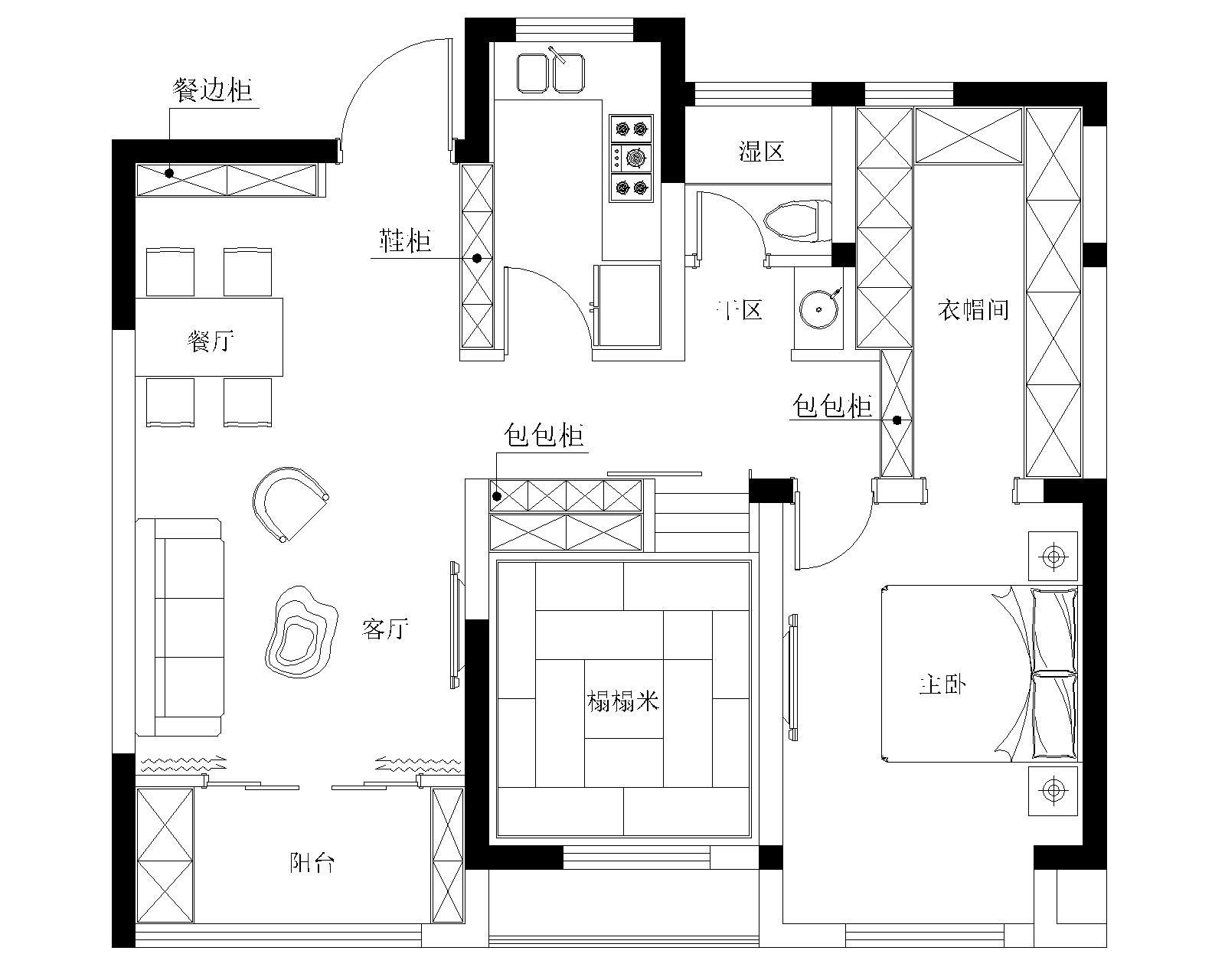 三居室的房子多大面积好?44000万元的日式风格设计说明