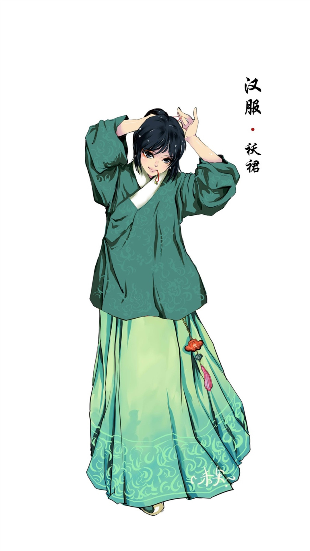 创意汉服手绘人物手机壁纸,分辨率1080x1920