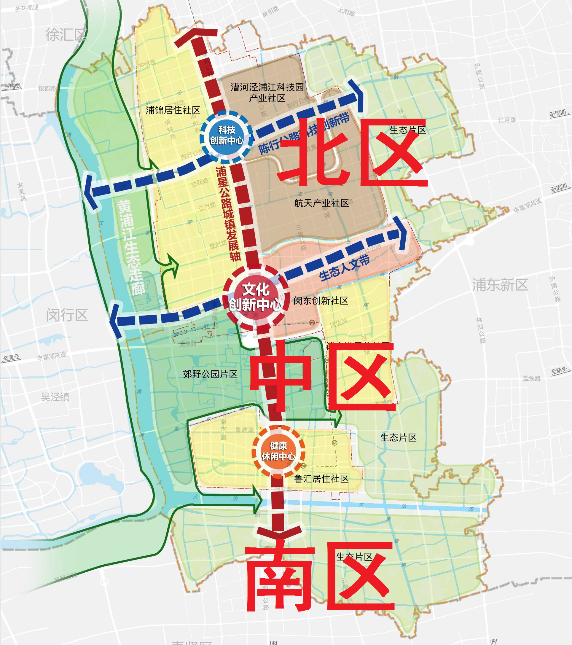 上海市闵行区浦江镇总体规划进行细化 北中南三大区域定位不同