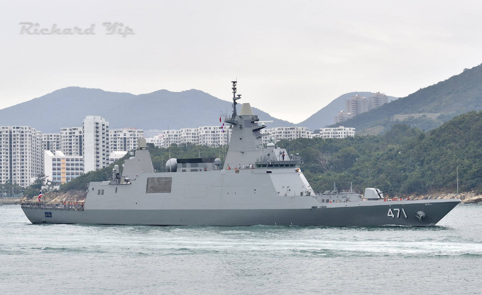 "塔钦"号护卫舰是韩国大宇造船公司为泰国王家海军建造的dw3000f型