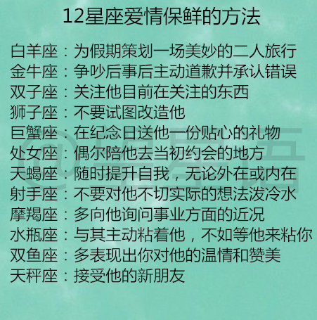 12星座爱情保鲜的方法,十二星座对的人,会以什么身份