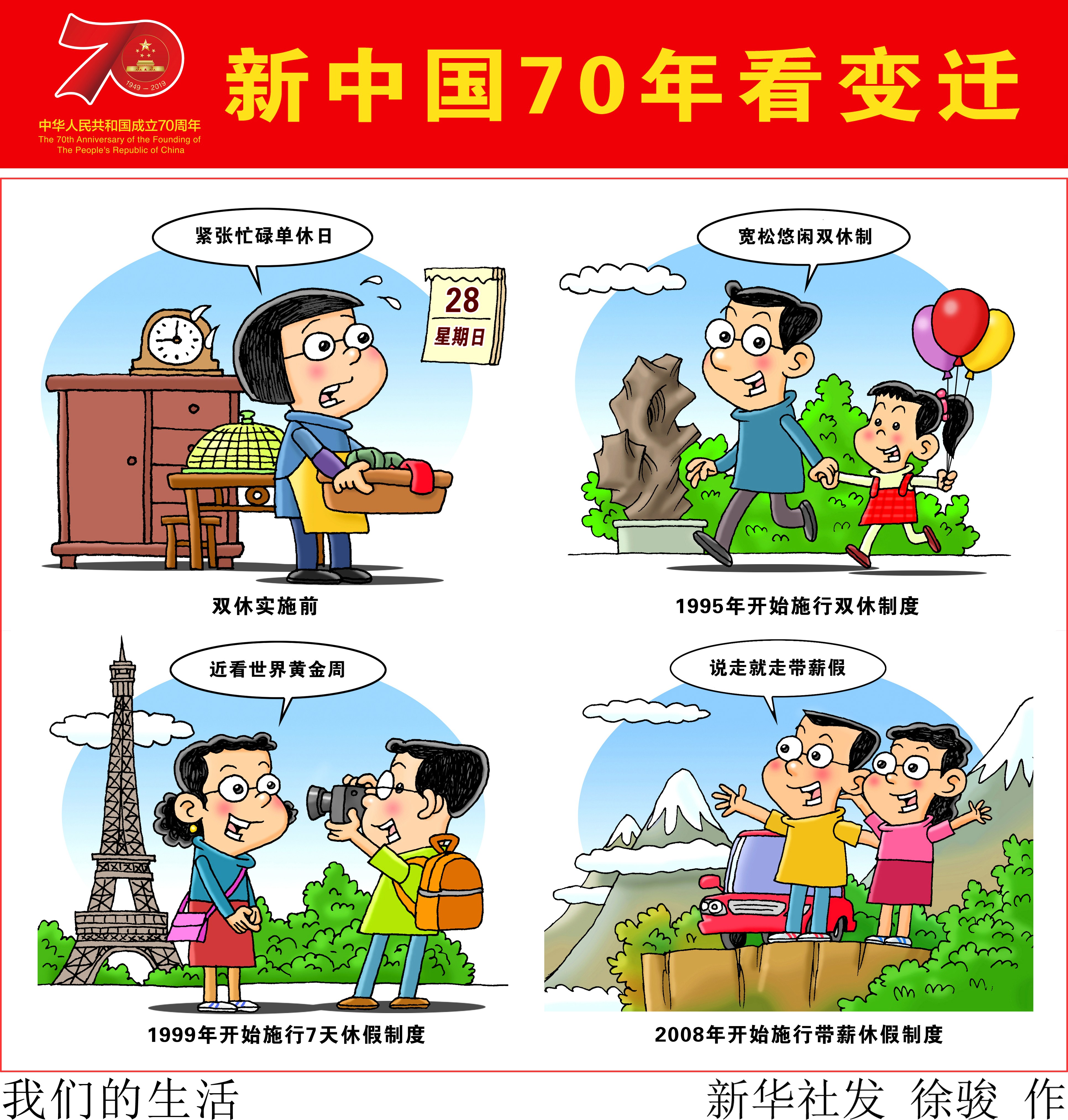 (图表·漫画)「新中国70年看变迁」我们的生活(横版)