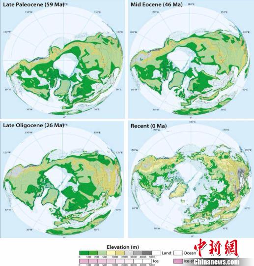 不同时期白令陆桥的地理格局. 中国科学院成都生物研究所供图