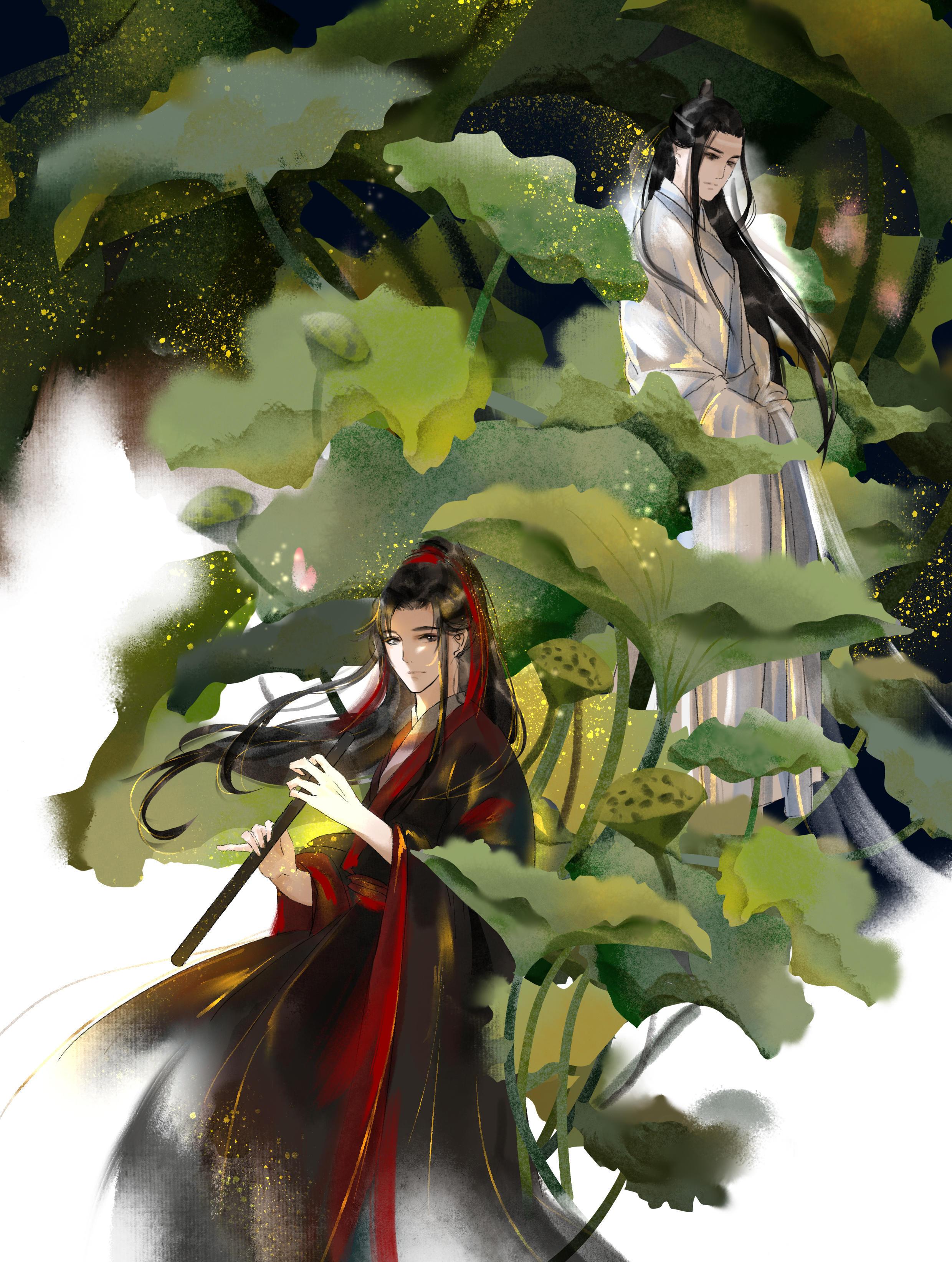 唯美魔道祖师二次元插画:只是自以为心若顽石,却终究人非草木!
