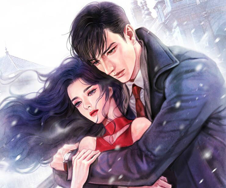 浪漫情侣插画,画面唯美,每一张都像藏着一个动人的爱情故事