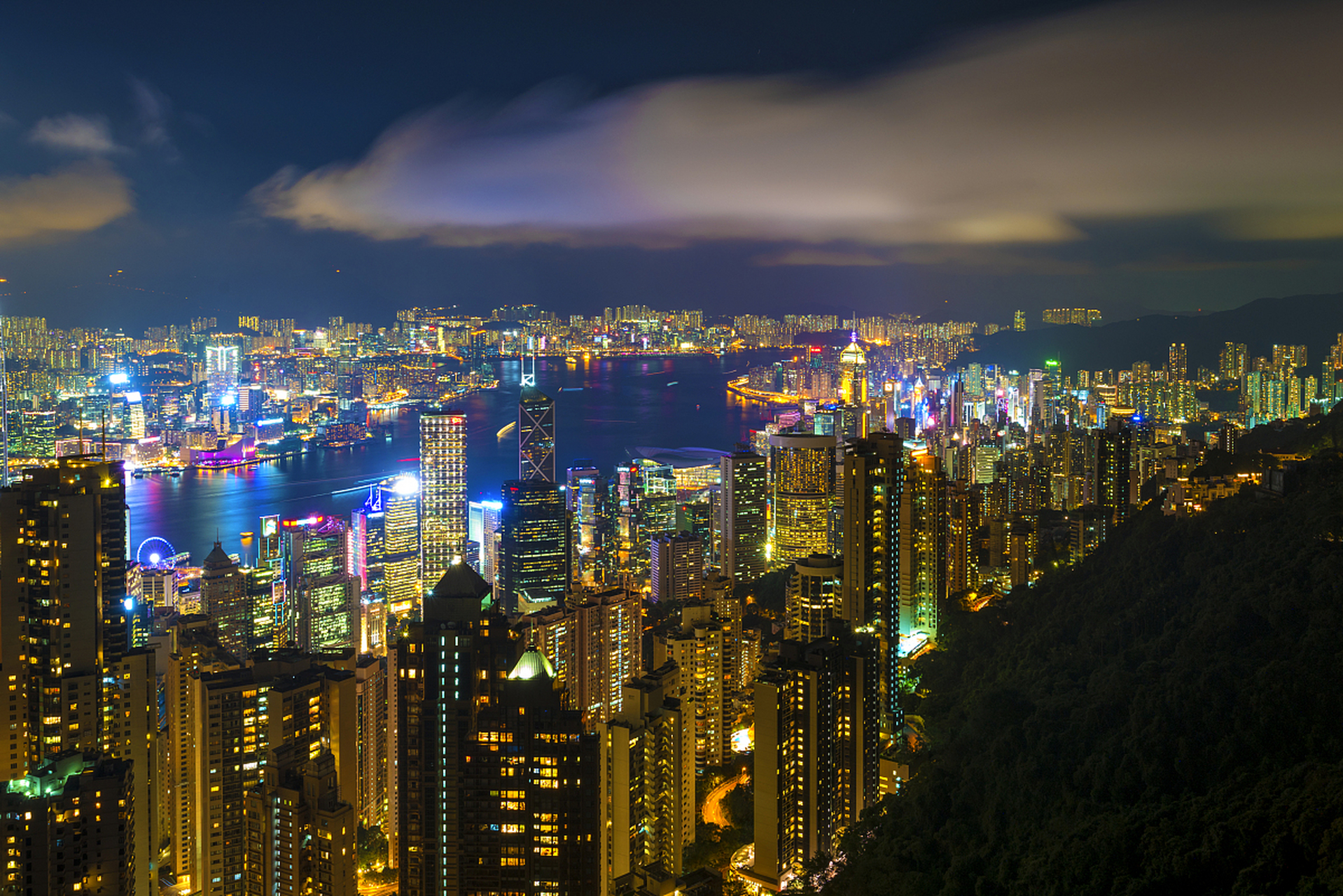 香港太平山揽胜(七绝  平水韵)  文/香江侠客  雕栏喧闹云舒卷, 画舸