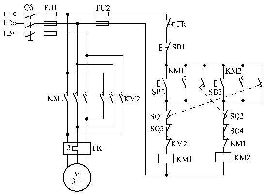 仅用一个行程开关实现自动往返控制电路