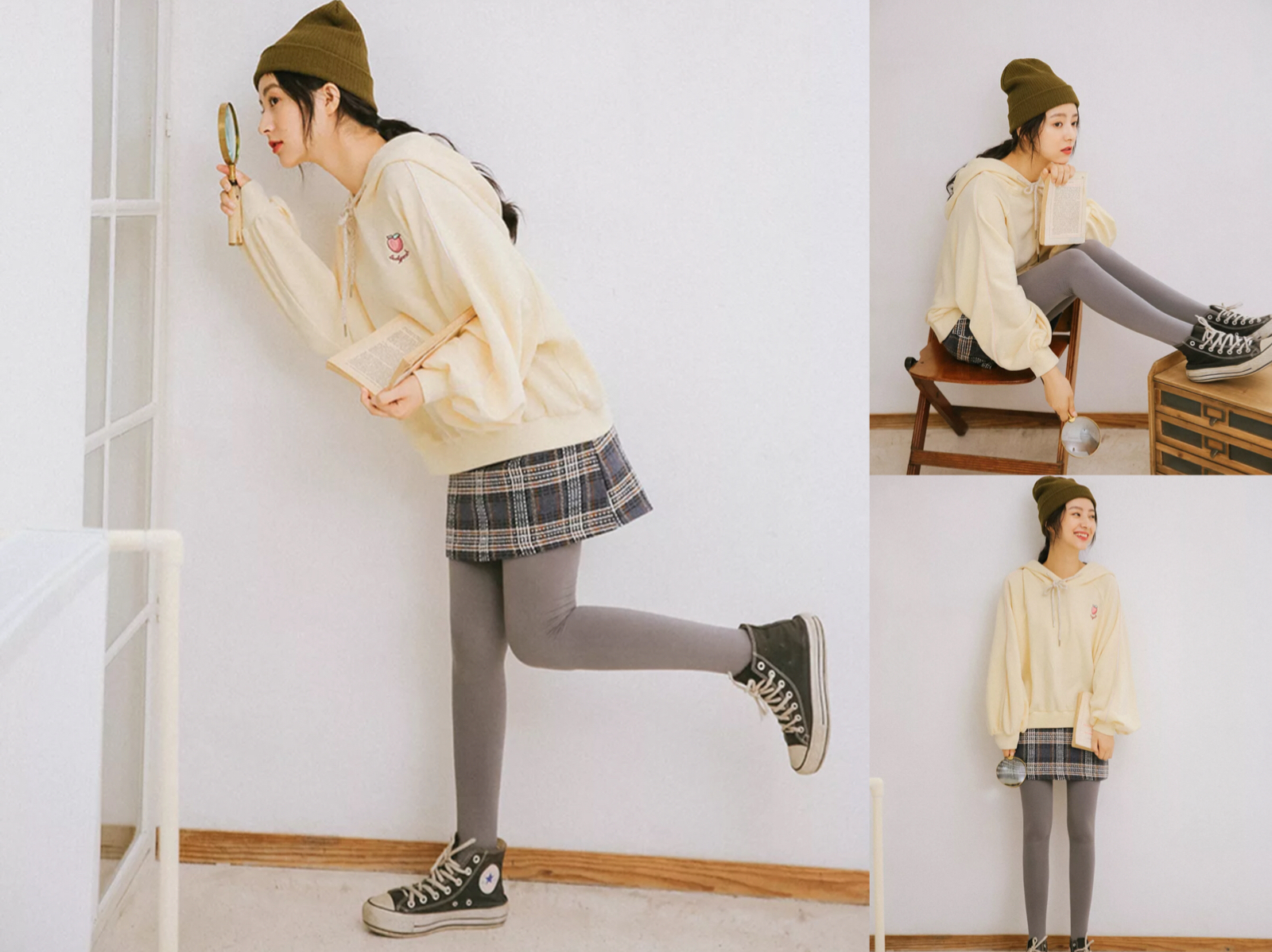 秋冬人手一件的格子半裙,外搭一双打底袜,让你又美又温暖!