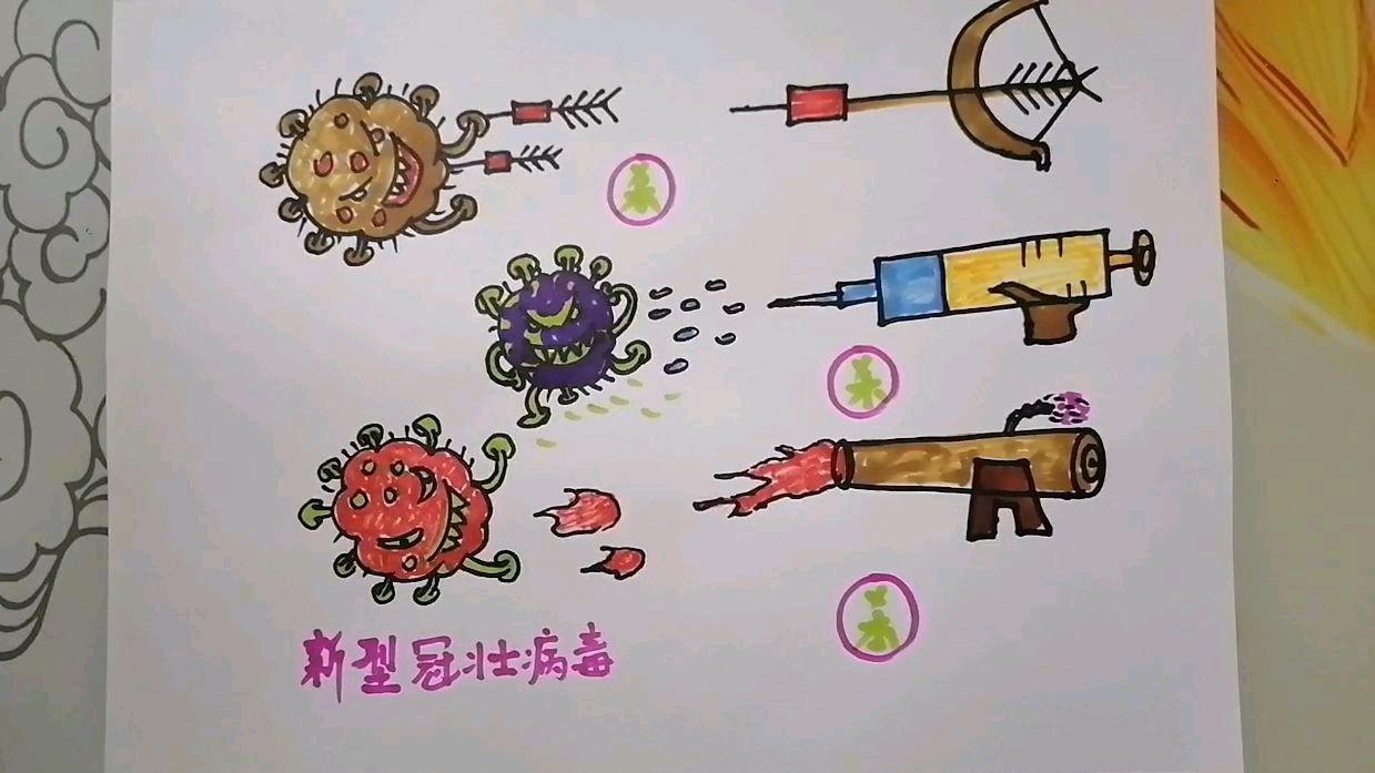 《我们要杀恶魔病毒》儿童画