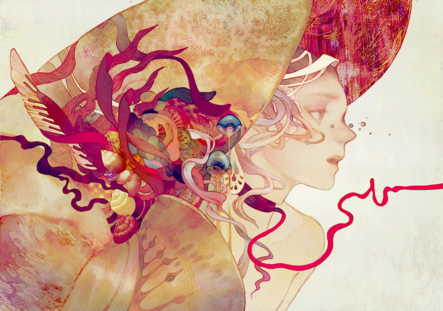 马来西亚插画师一组颇具装饰风格插画作品!画风唯美很有特色!