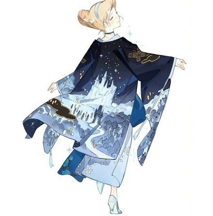 迪士尼公主穿上和服的样子,二次元的妹子就是美!